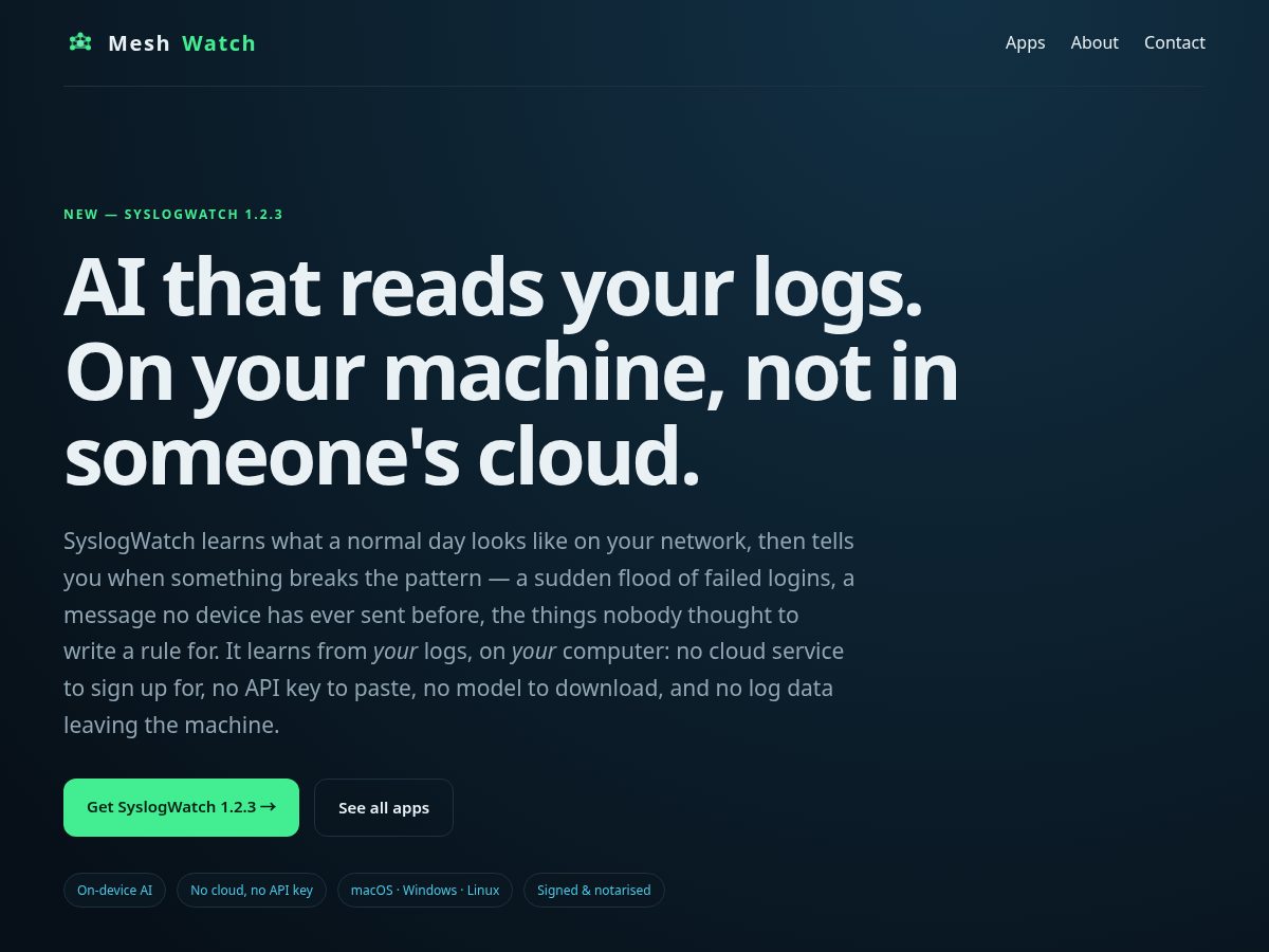 Landing-page snapshot of meshwatch.app