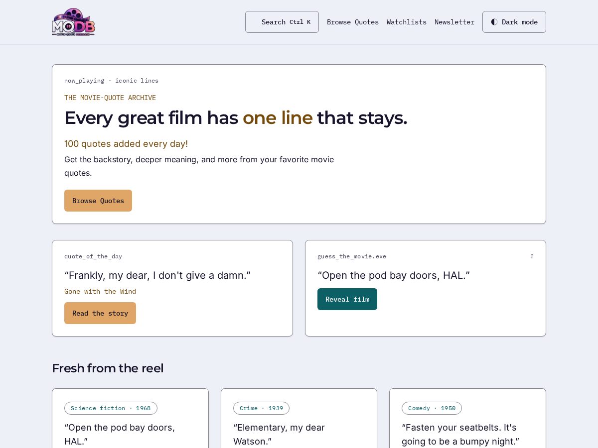 Landing-page snapshot of mqdatabase.com
