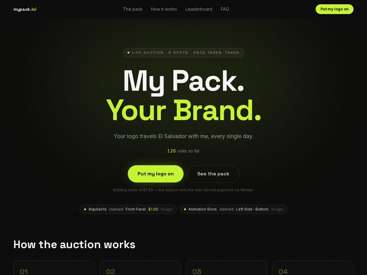 Landing-page snapshot of mypack.lol