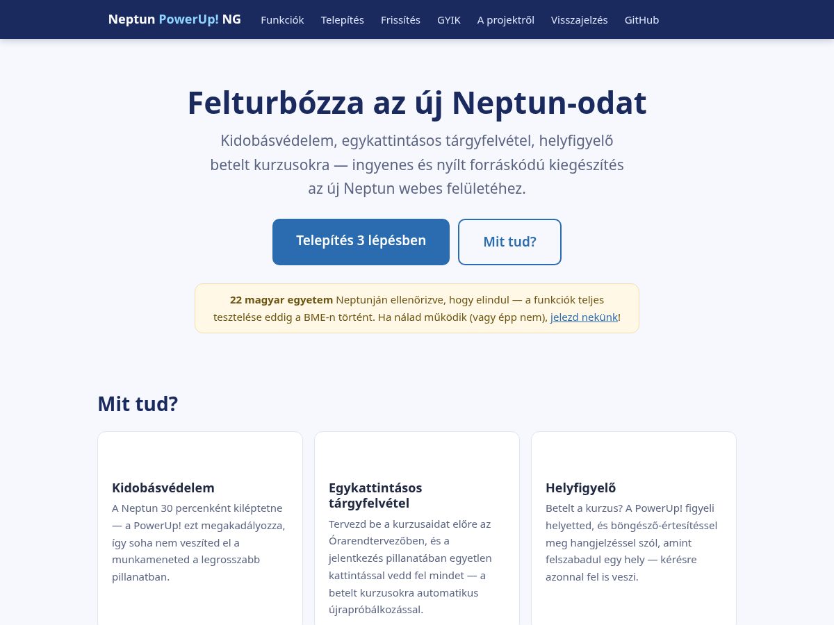 Landing-page snapshot of neptun-powerup.com