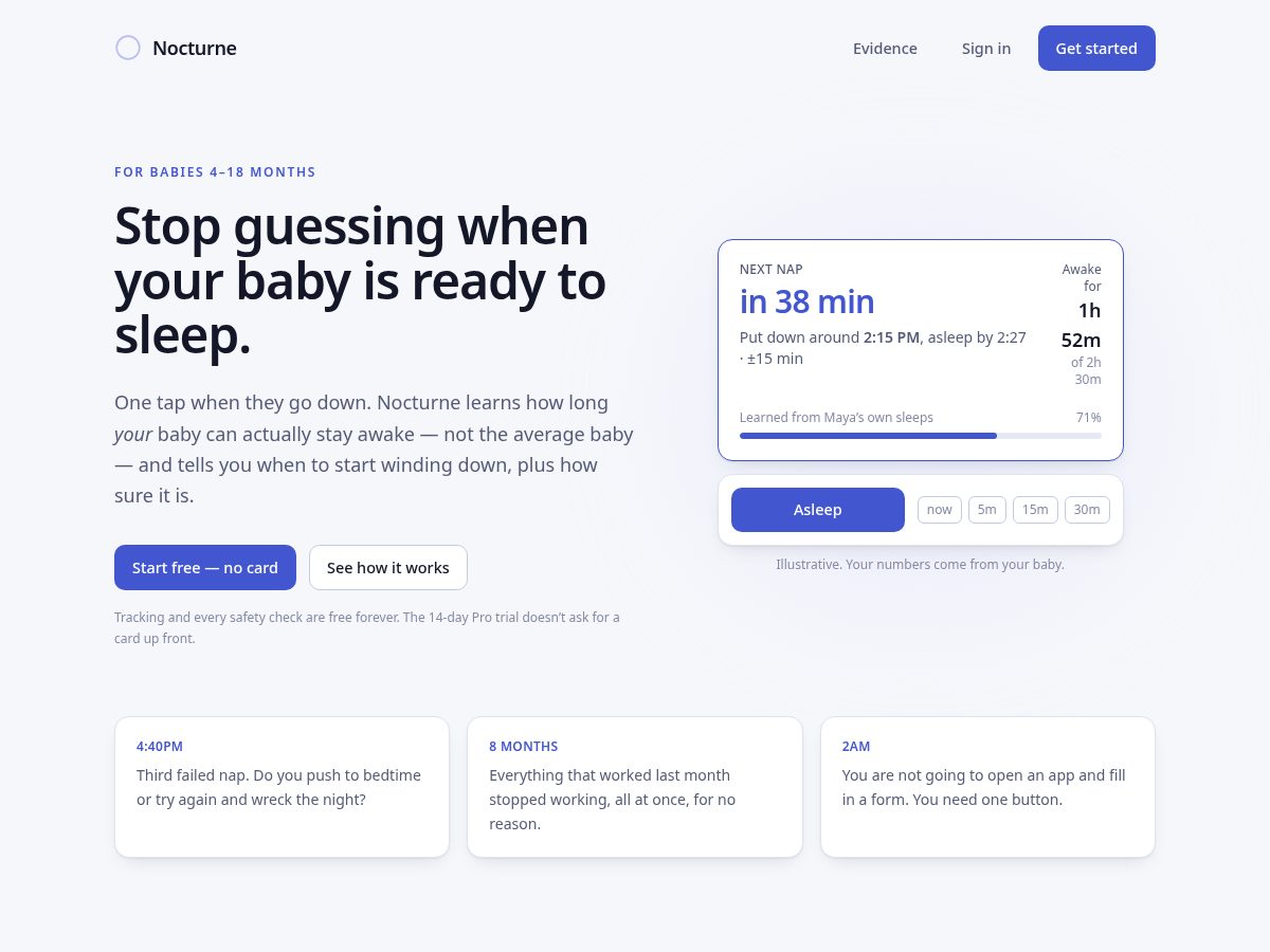 Landing-page snapshot of nocturne.baby