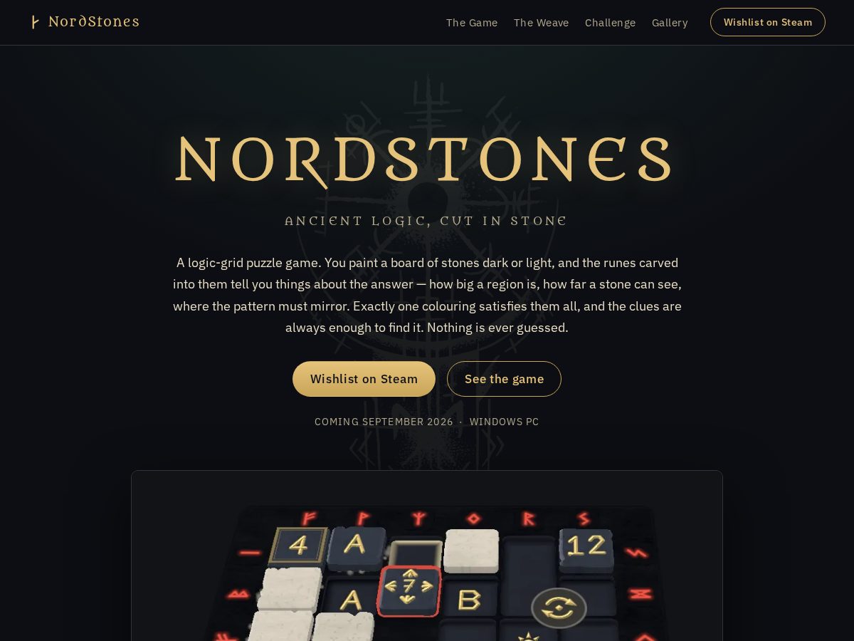 Landing-page snapshot of nordstonesgame.com