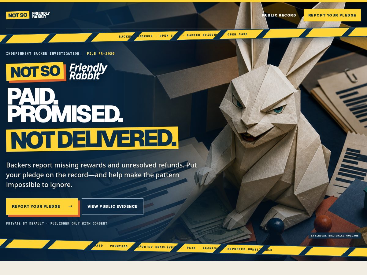 Landing-page snapshot of notsofriendlyrabbitgames.com