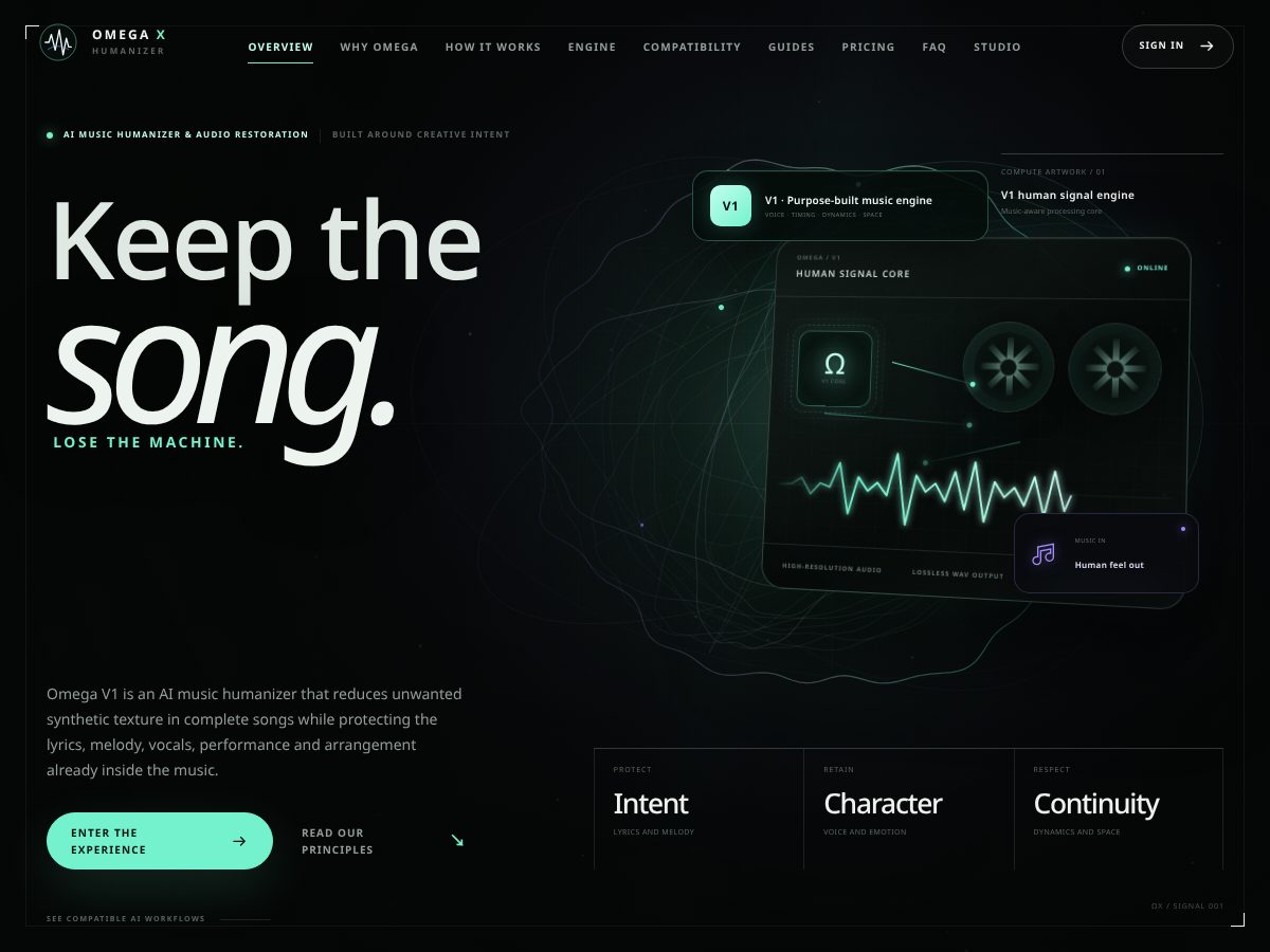 Landing-page snapshot of omegahumanizer.cloud