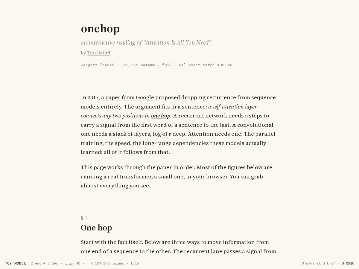 Landing-page snapshot of onehop.world