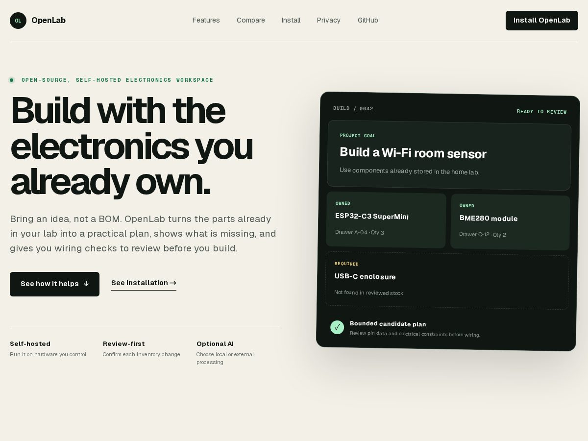 Landing-page snapshot of openlab.monster