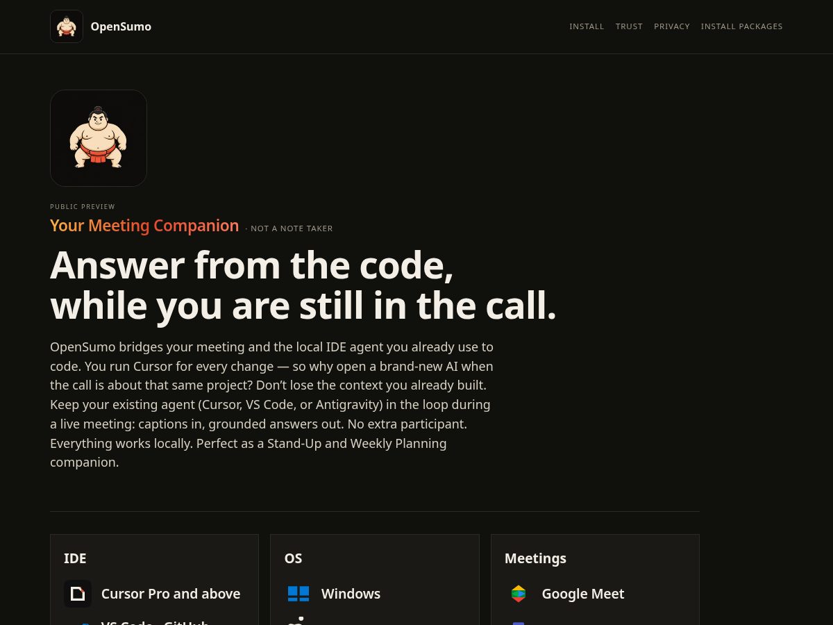 Landing-page snapshot of opensumo.org