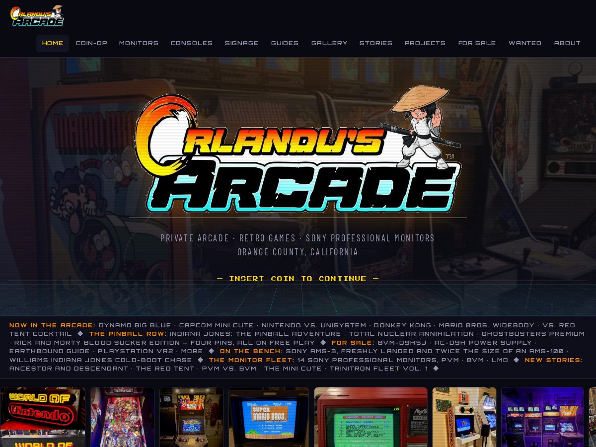 Landing-page snapshot of orlandusarcade.com