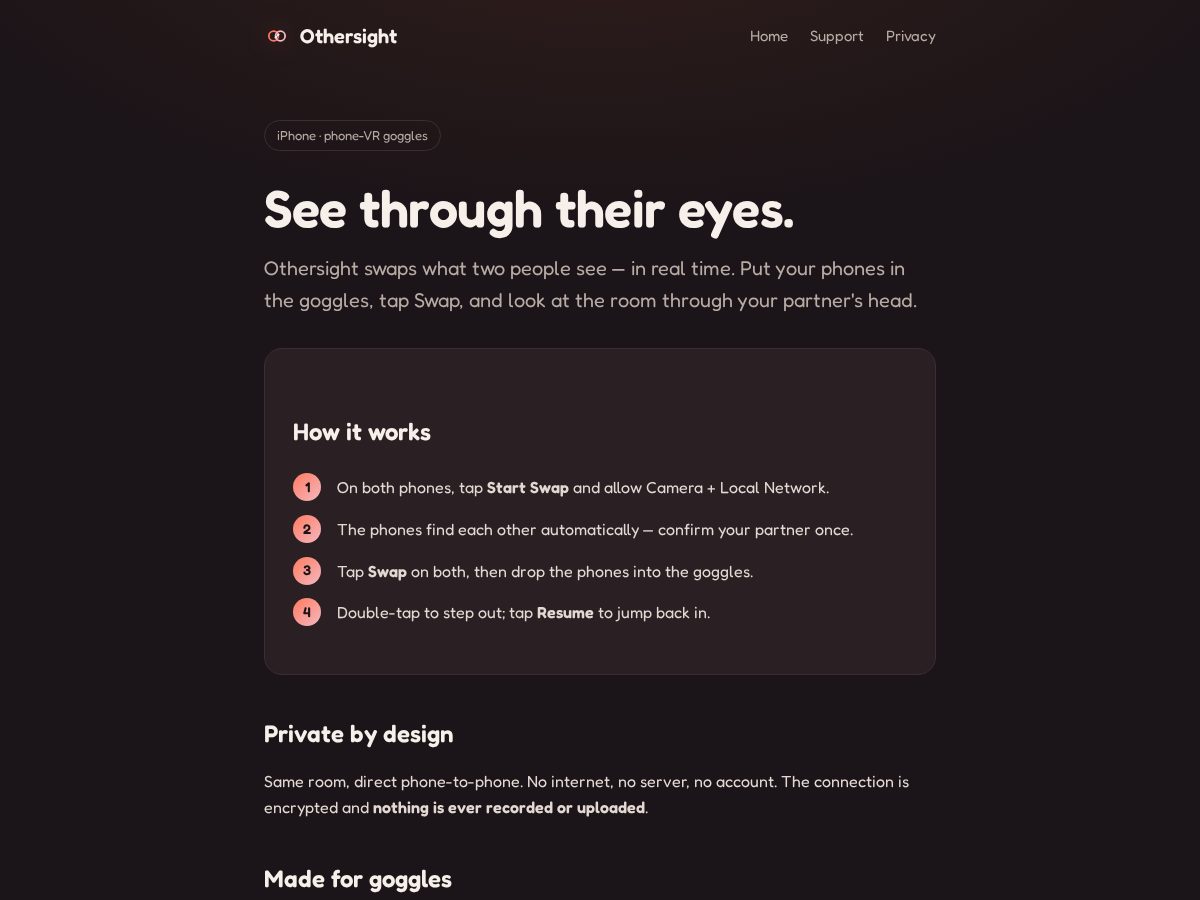 Landing-page snapshot of othersight.app