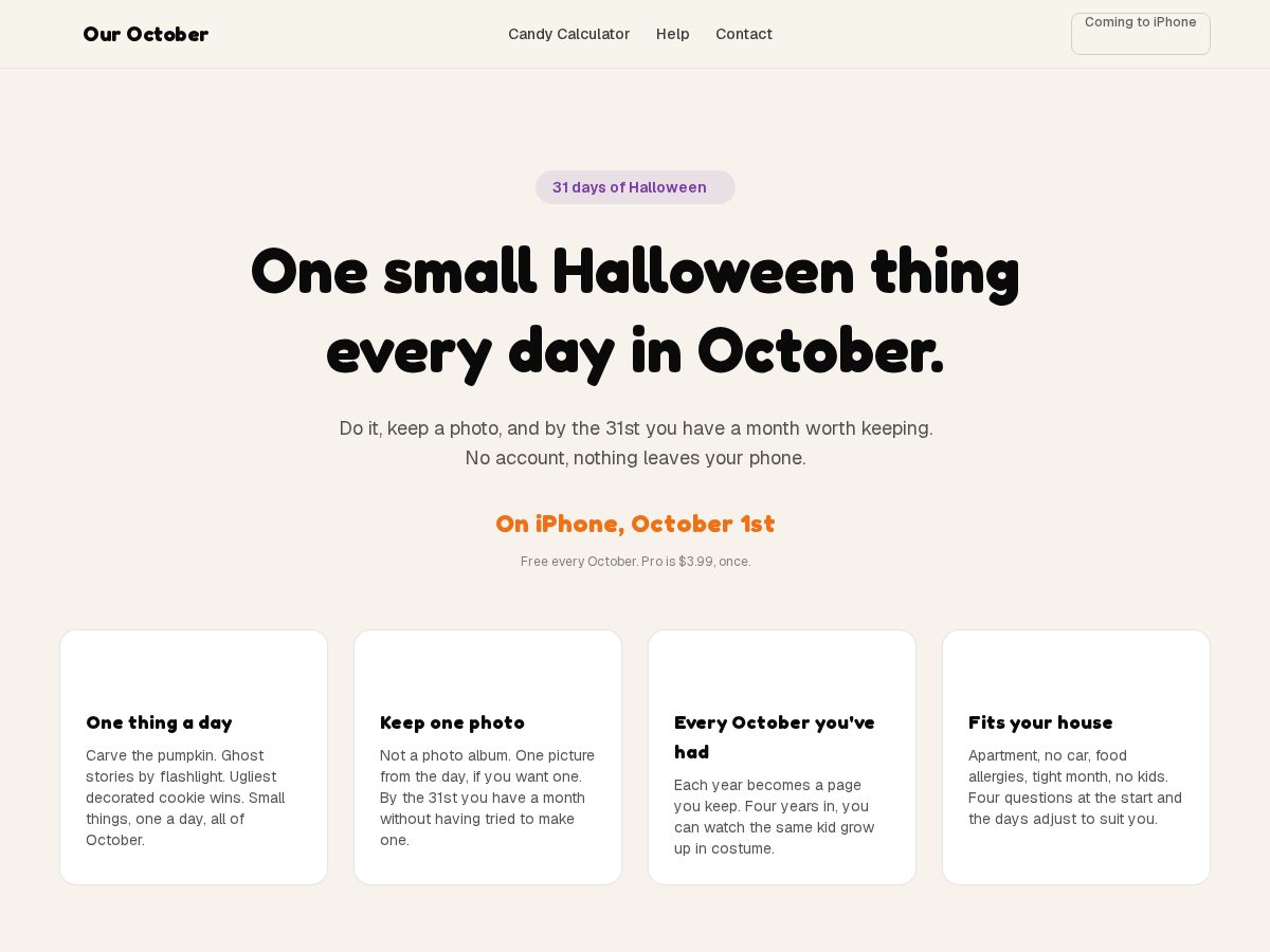 Landing-page snapshot of ouroctober.app