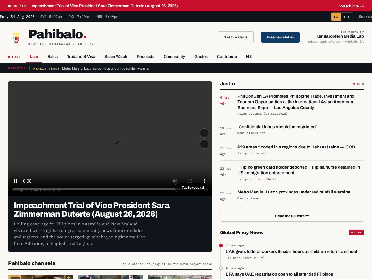 Landing-page snapshot of pahibalo.news