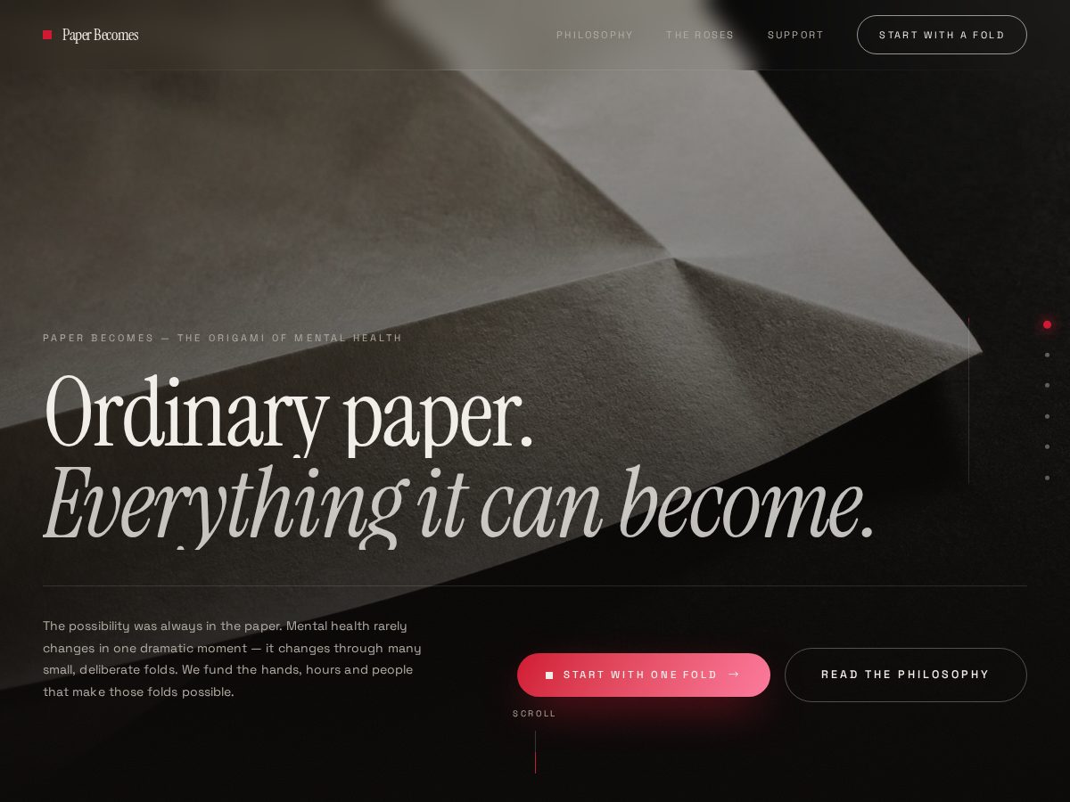 Landing-page snapshot of paperbecomes.org