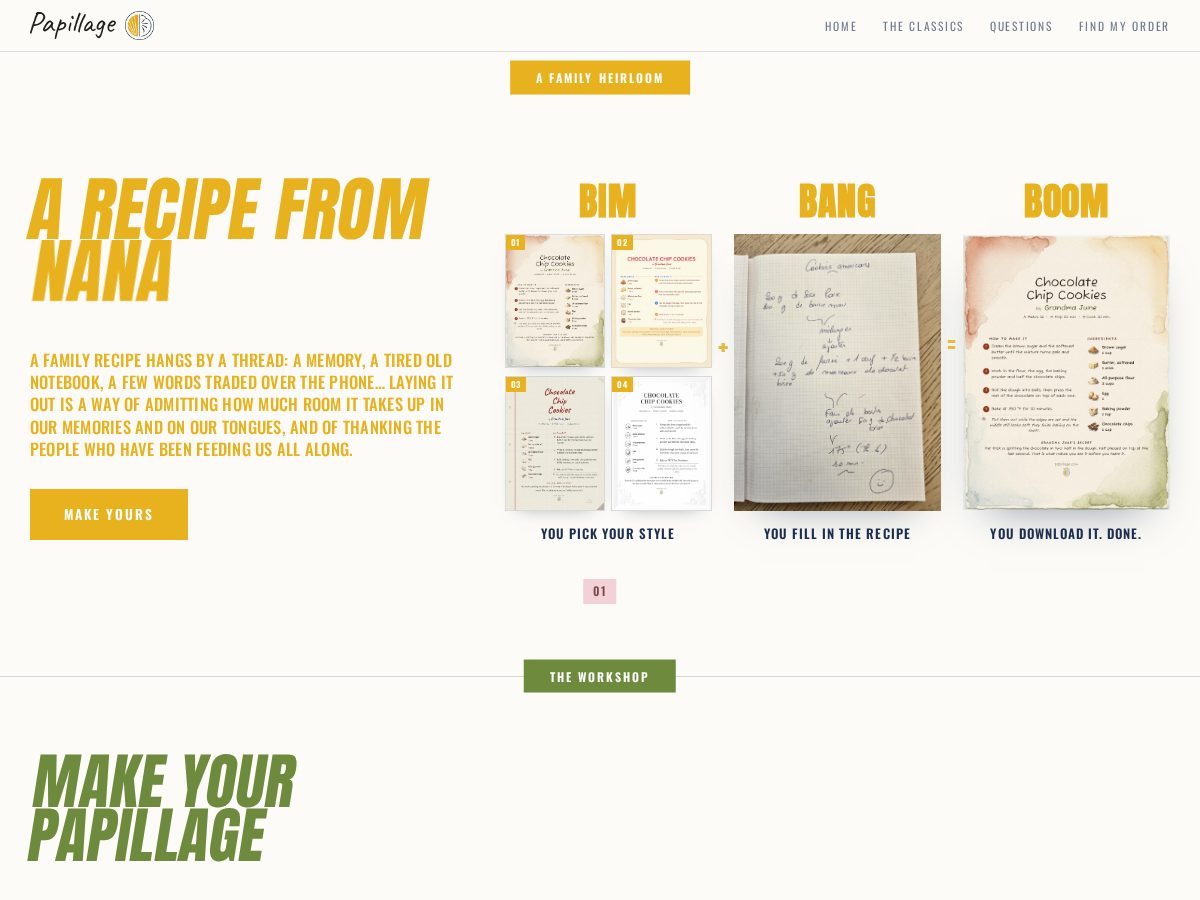 Landing-page snapshot of papillage.com