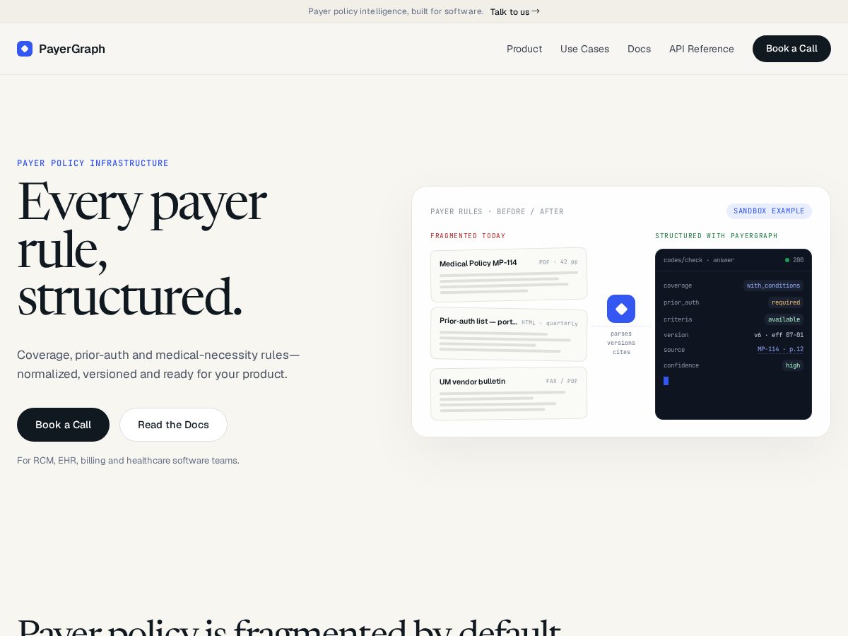 Landing-page snapshot of payergraph.com