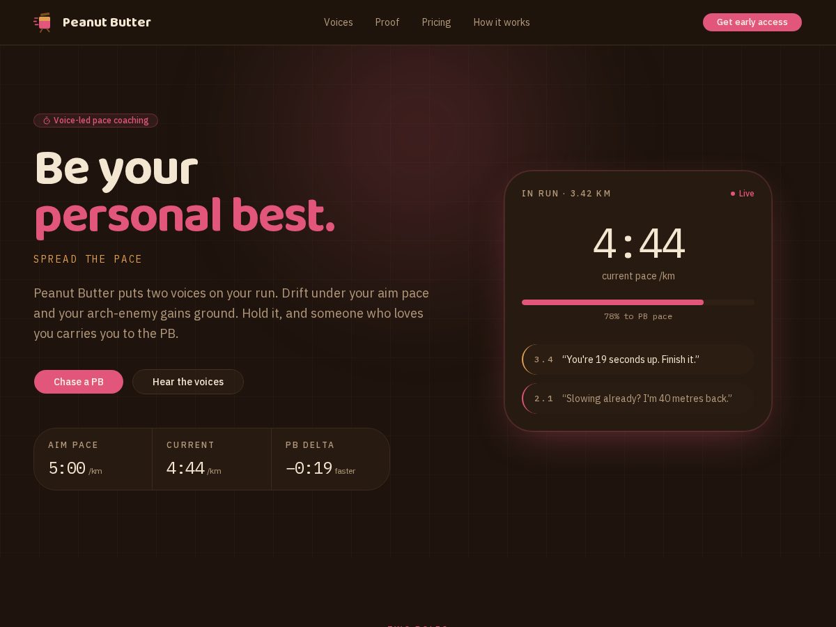 Landing-page snapshot of peanutbutter.fitness