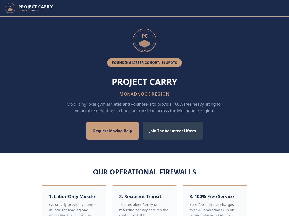 Landing-page snapshot of projectcarry.org