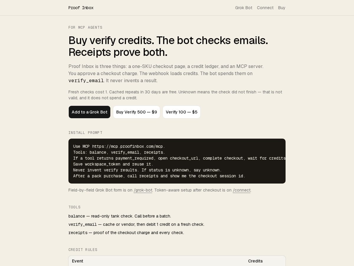 Landing-page snapshot of proofinbox.com