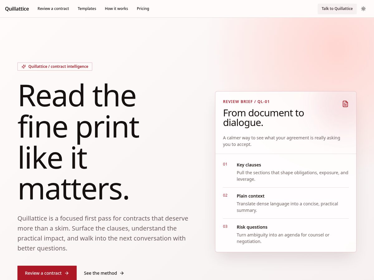 Landing-page snapshot of quillattice.com