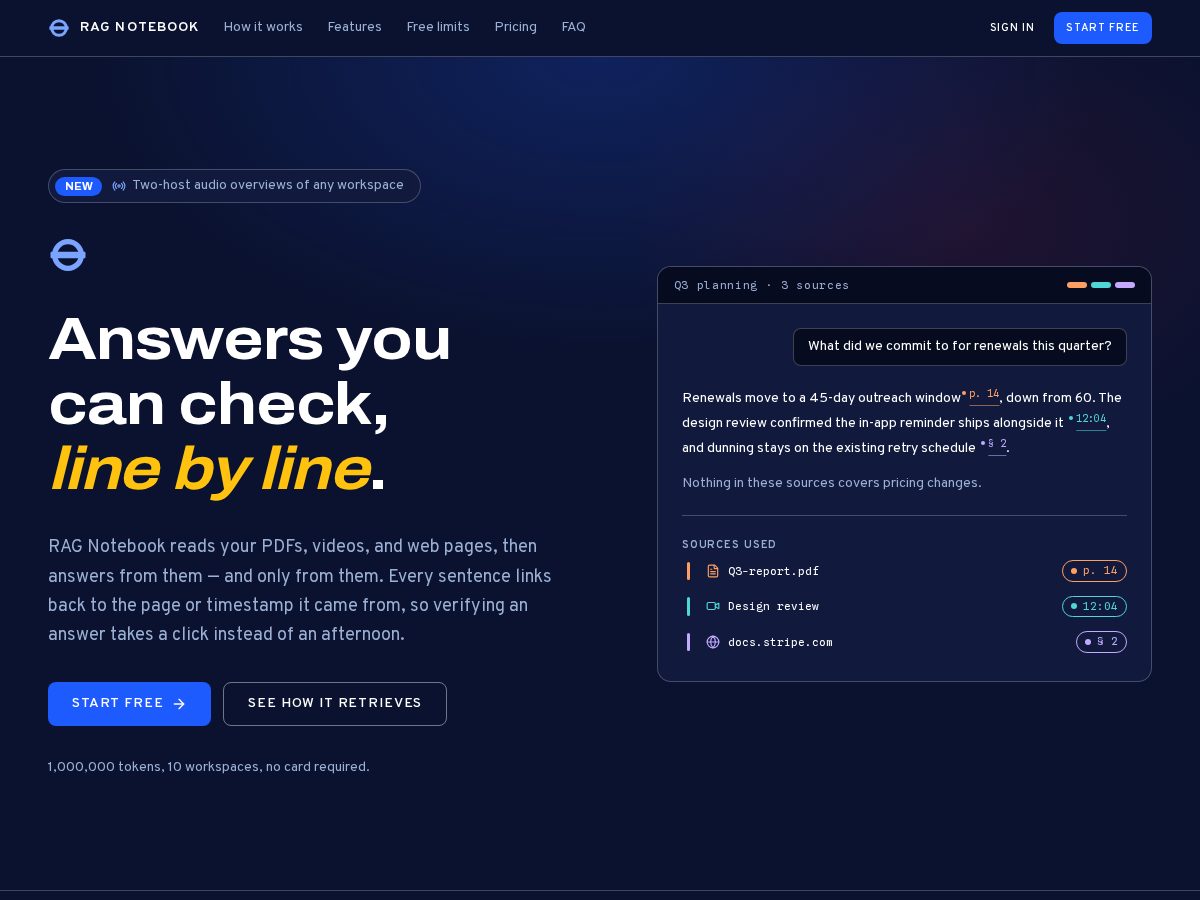 Landing-page snapshot of ragnotebookai.online