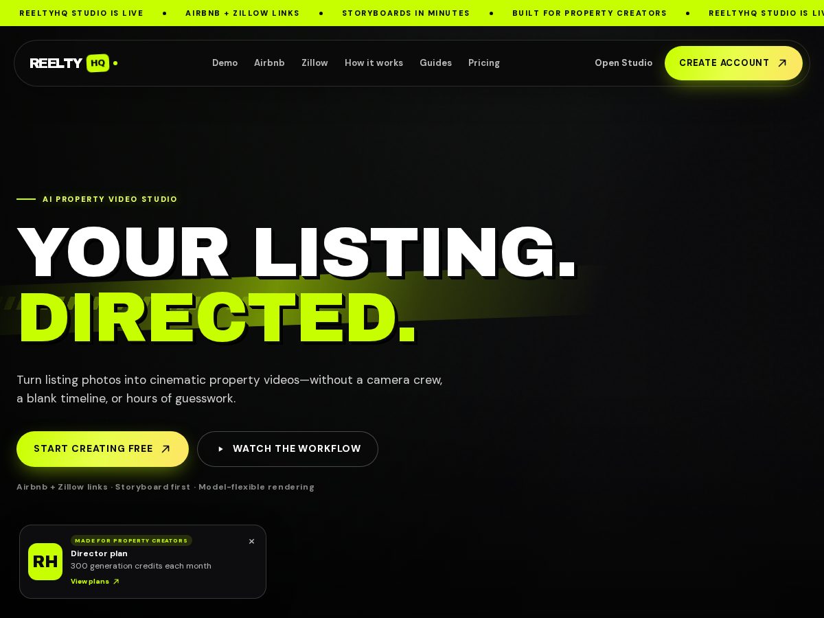 Landing-page snapshot of reeltyhq.com