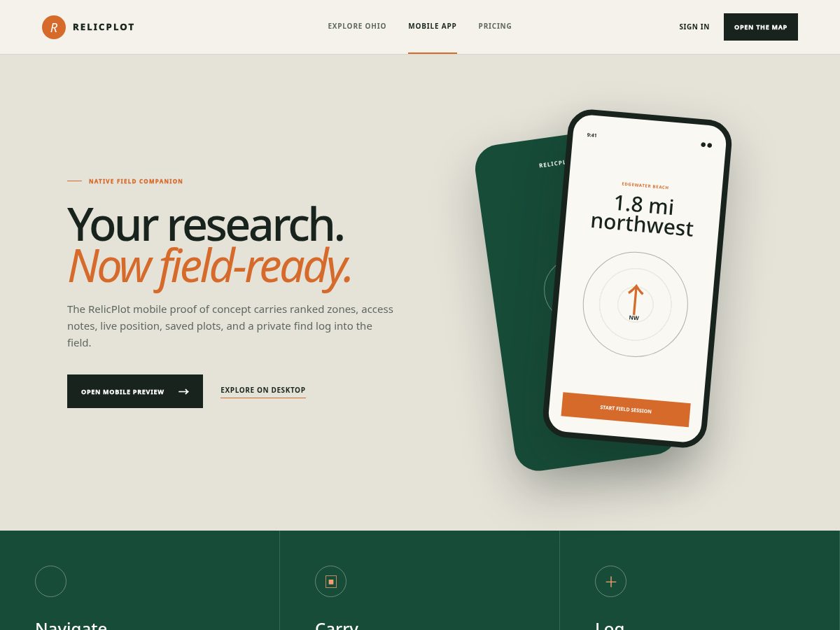 Landing-page snapshot of relicplot.app
