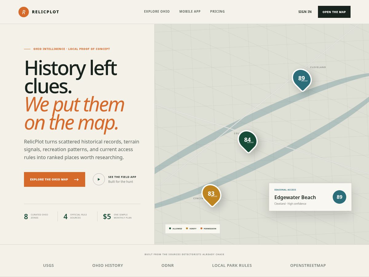 Landing-page snapshot of relicplot.com