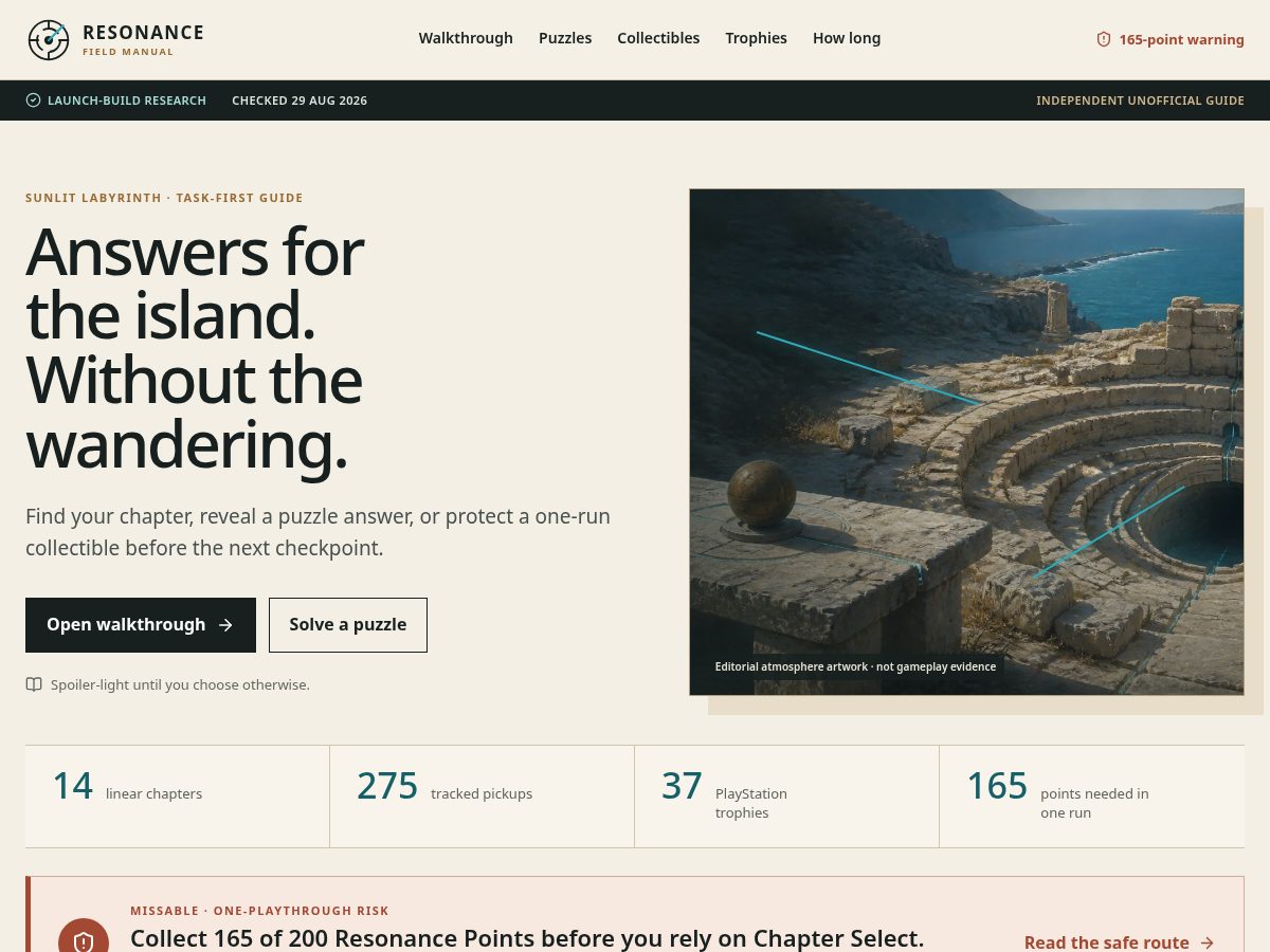 Landing-page snapshot of resonanceguides.wiki