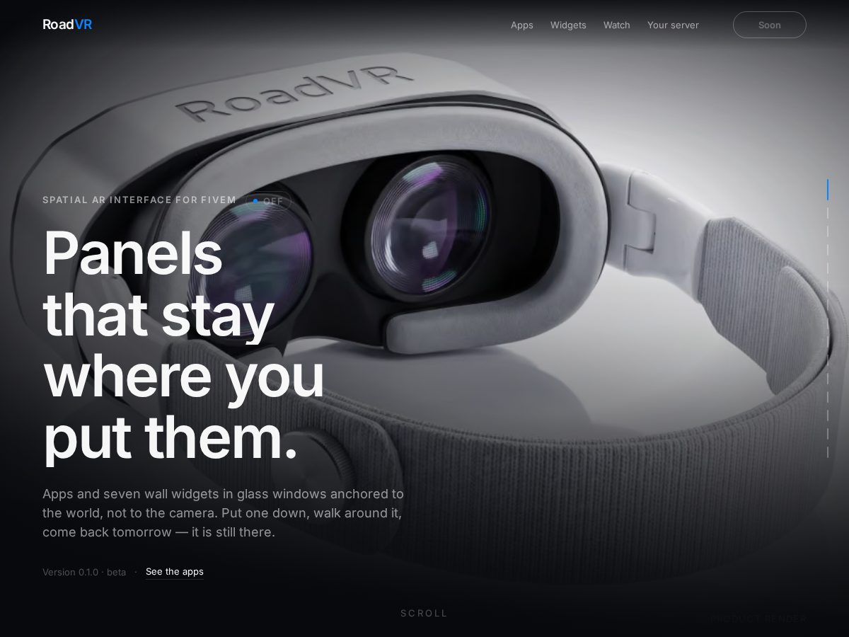 Landing-page snapshot of roadvr.org
