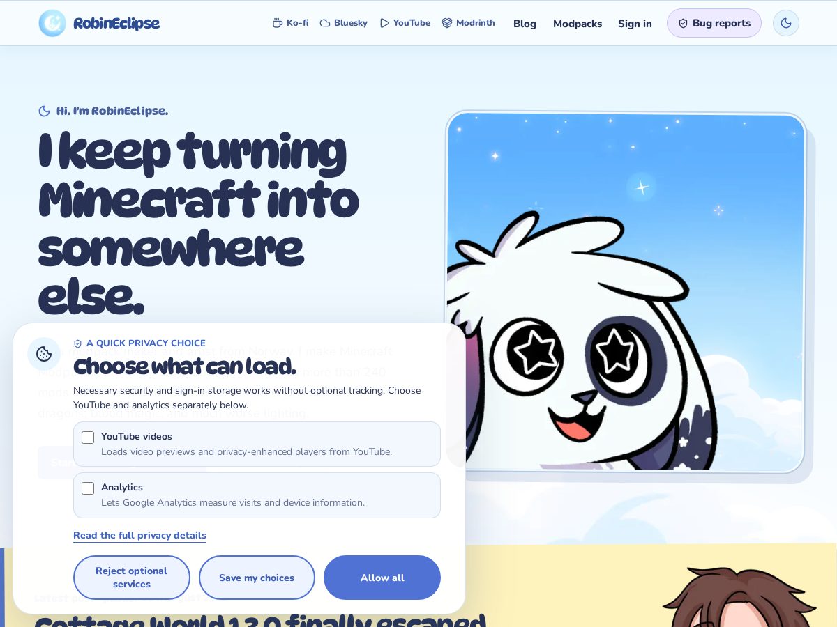 Landing-page snapshot of robineclipse.com