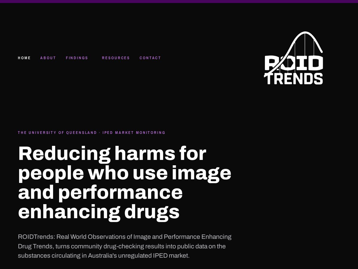 Landing-page snapshot of roidtrends.com