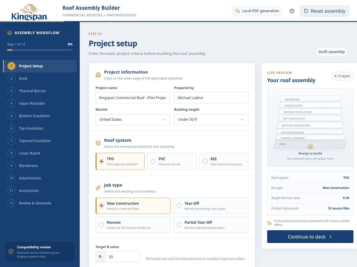 Landing-page snapshot of roofassemblybuilder.com
