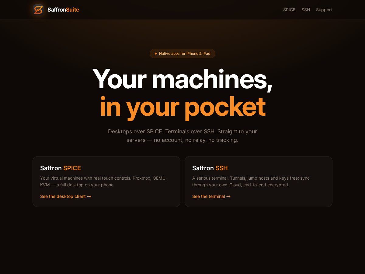 Landing-page snapshot of saffronsuite.com