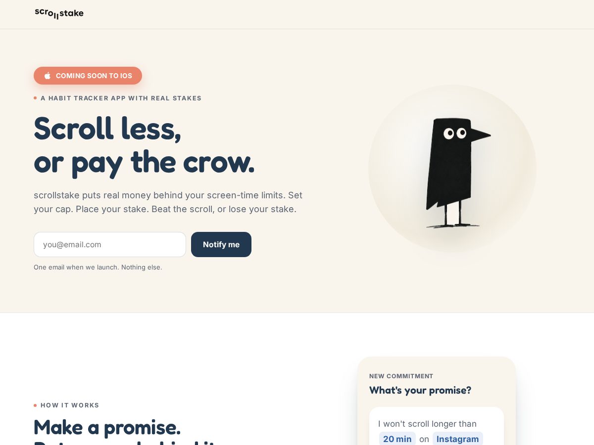 Landing-page snapshot of scrollstake.com