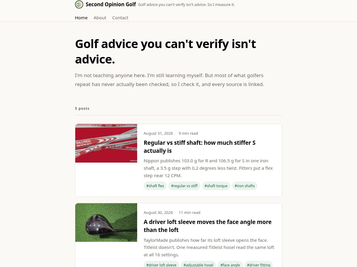 Landing-page snapshot of secondopiniongolf.com