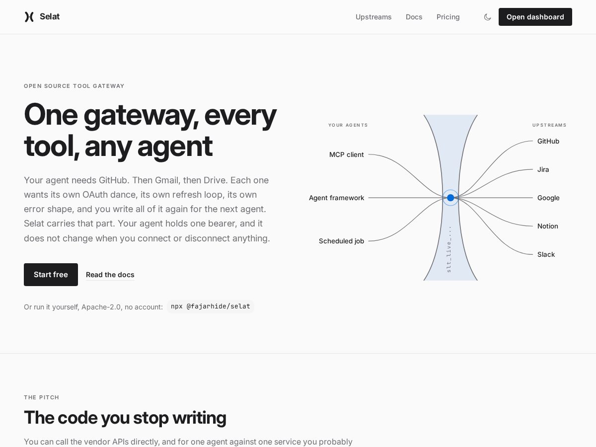 Landing-page snapshot of selat.dev