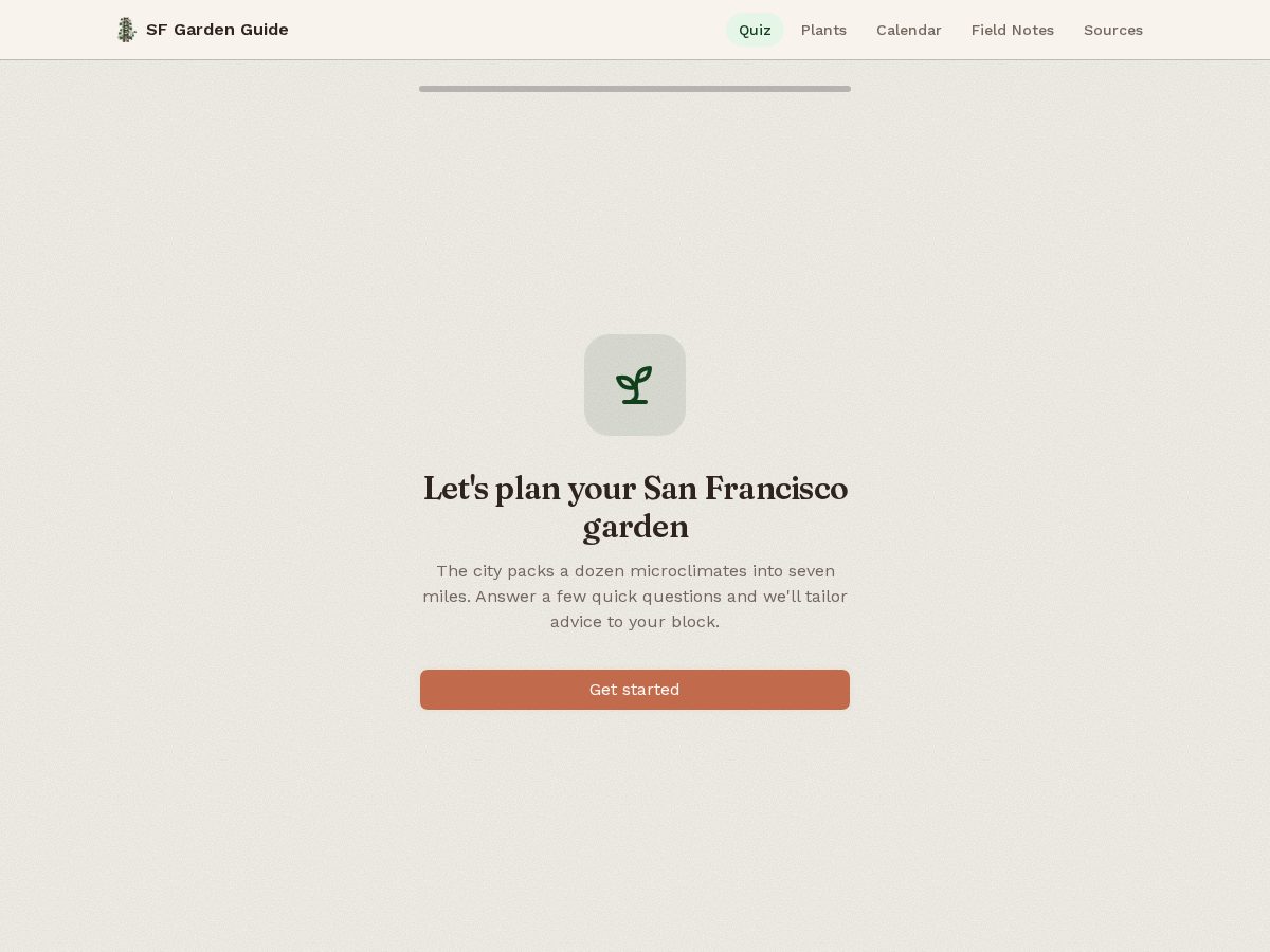 Landing-page snapshot of sfgardenguide.com
