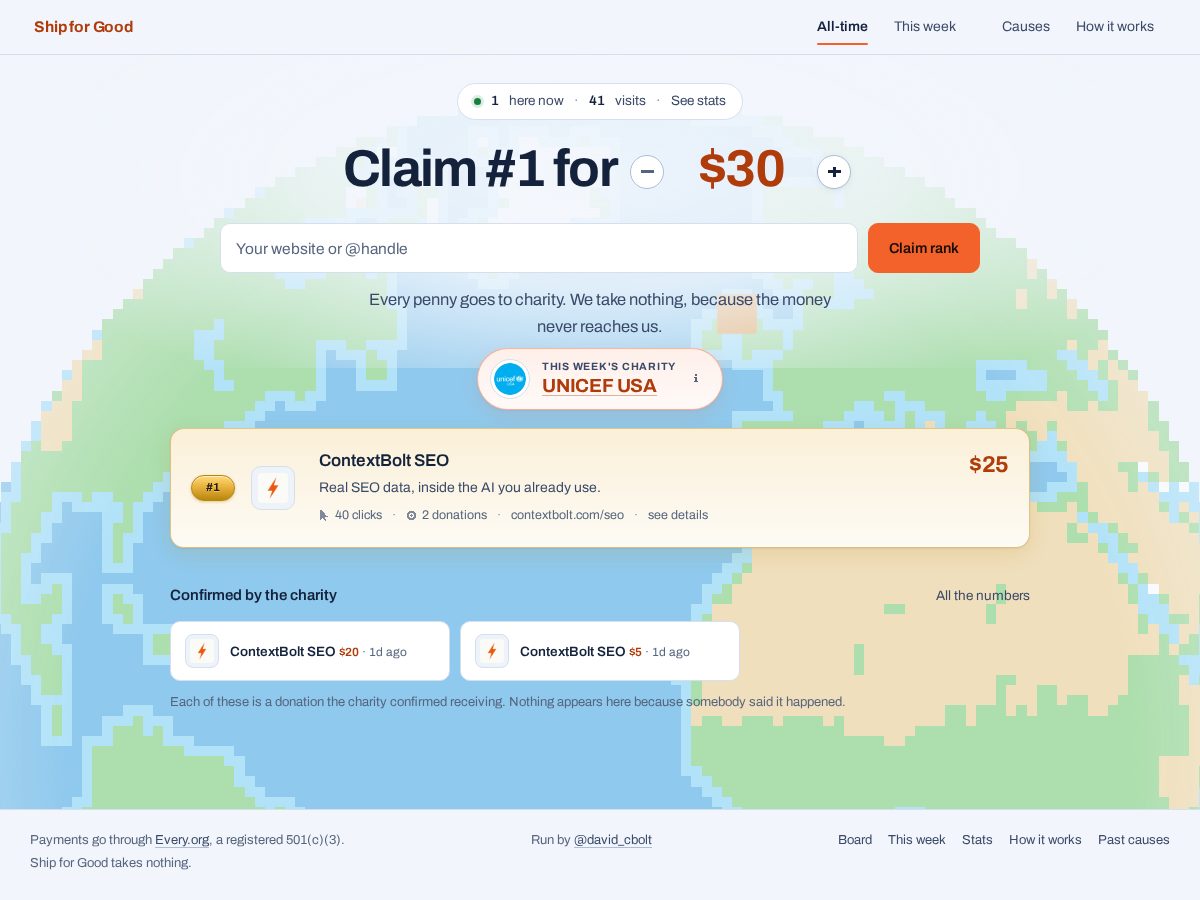 Landing-page snapshot of shipforgood.com