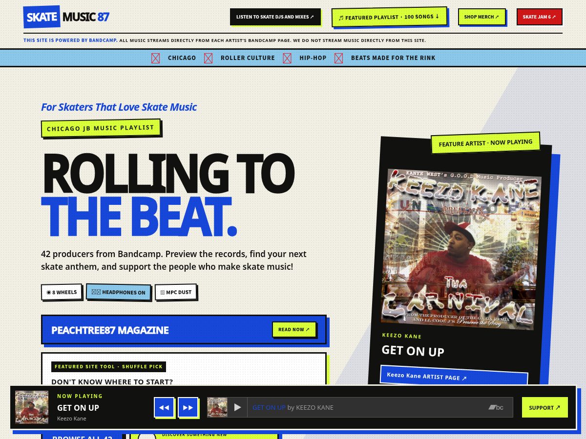 Landing-page snapshot of skatemusic87.com