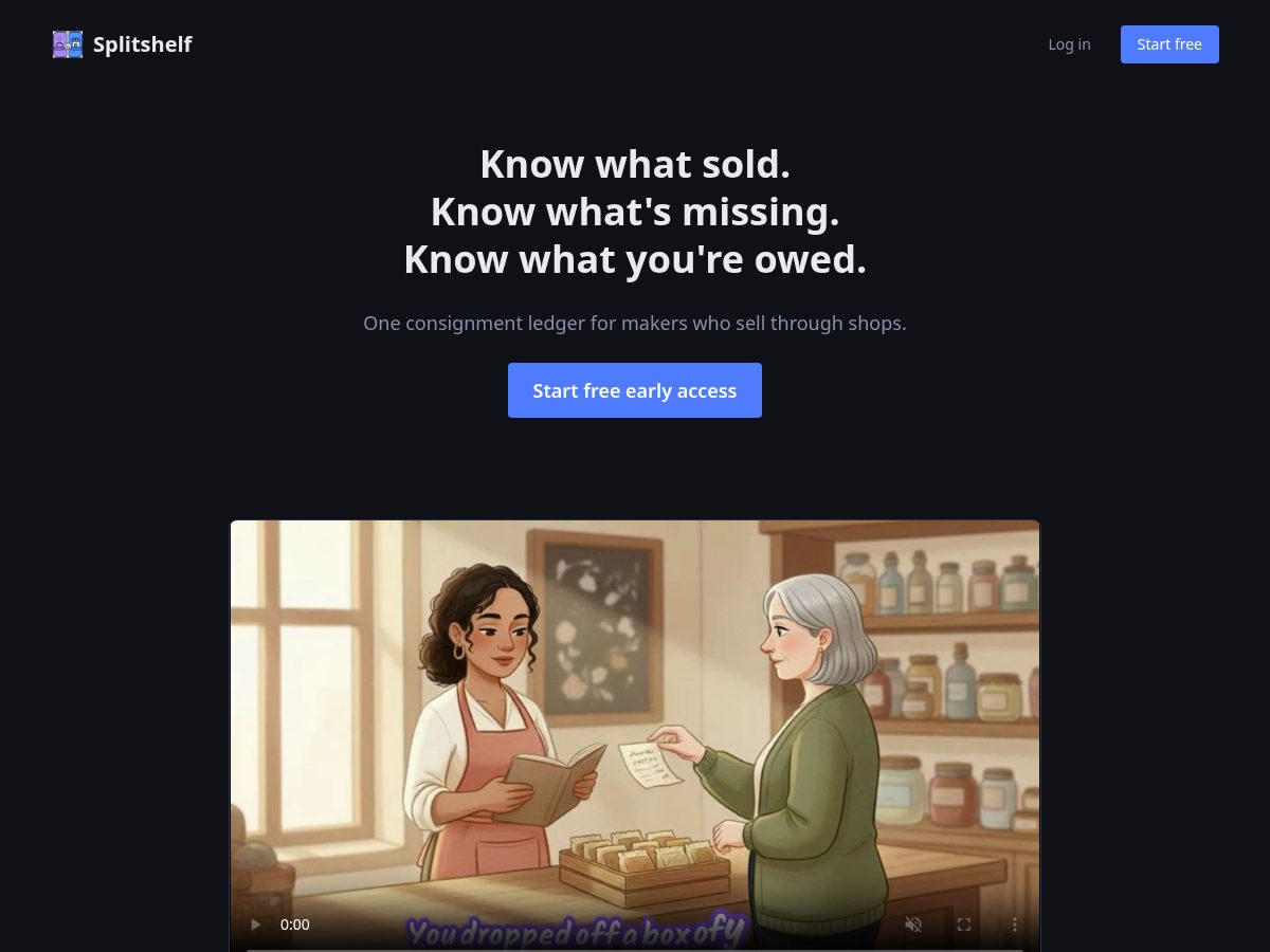 Landing-page snapshot of splitshelf.app