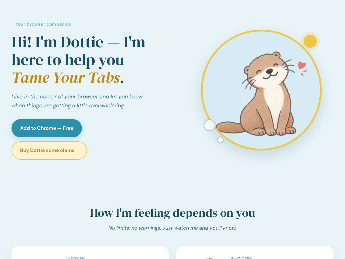 Landing-page snapshot of tabotter.app