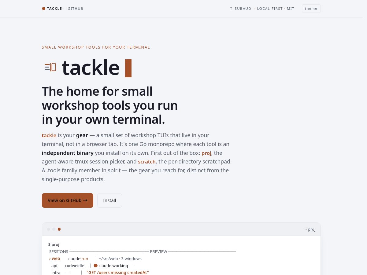 Landing-page snapshot of tackle.tools