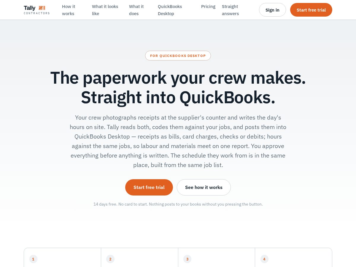 Landing-page snapshot of tallycontractors.com