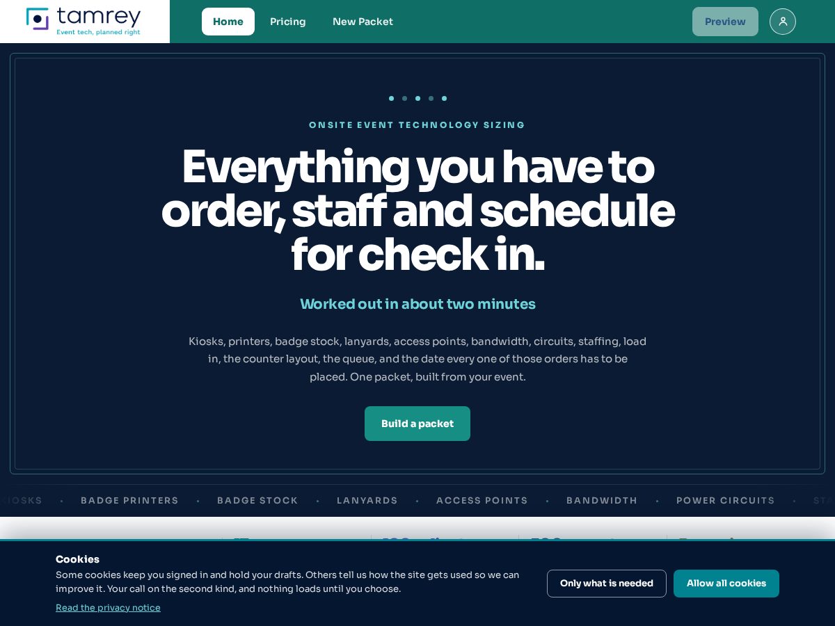 Landing-page snapshot of tamrey.com