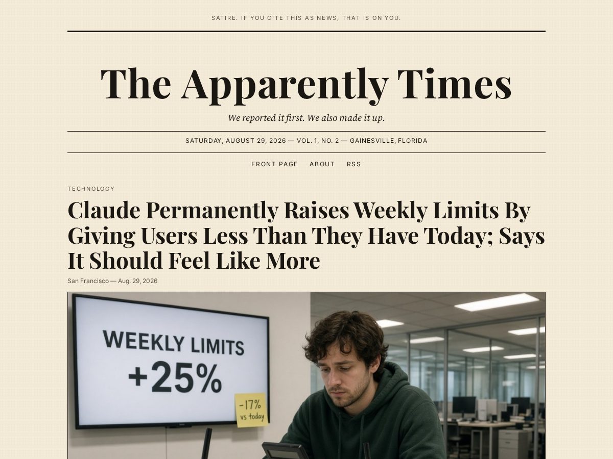 Landing-page snapshot of theapparentlytimes.com