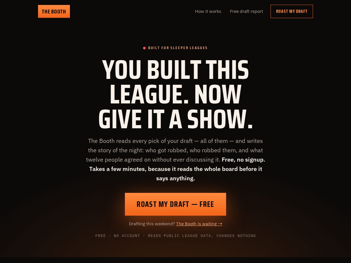 Landing-page snapshot of theboothnetwork.com
