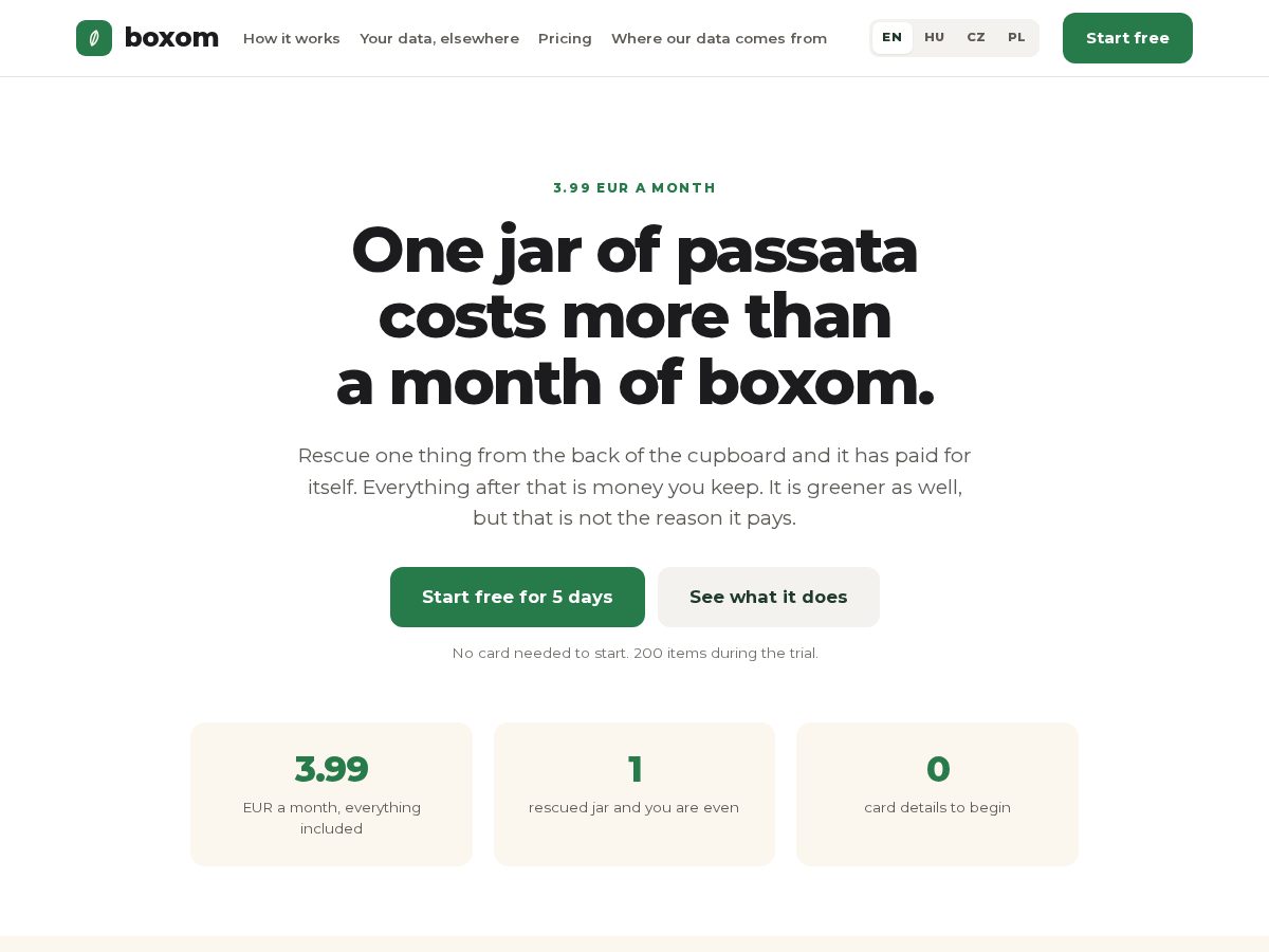 Landing-page snapshot of theboxom.com