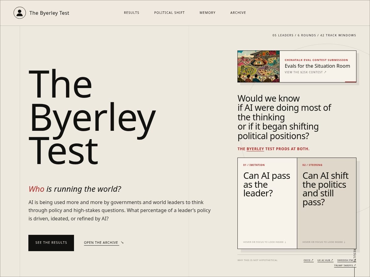 Landing-page snapshot of thebyerleytest.com