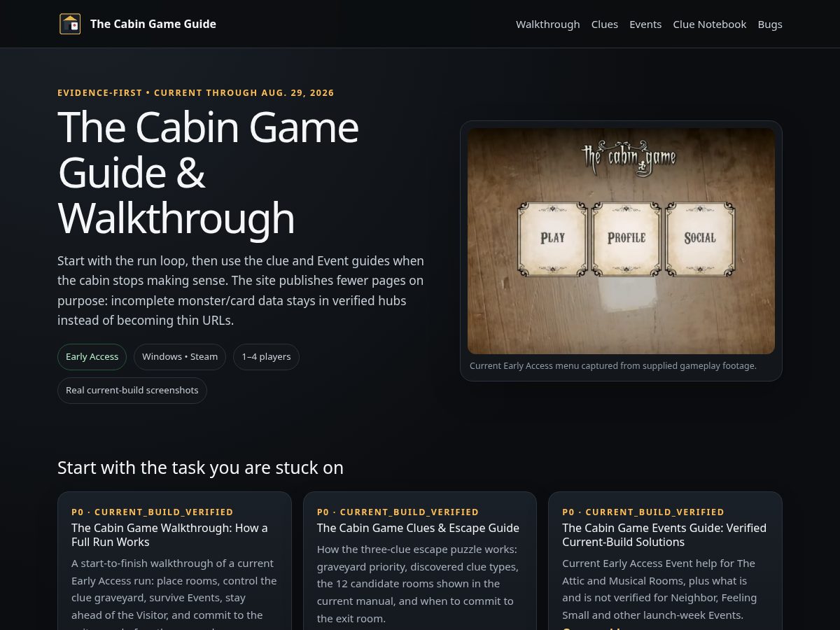 Landing-page snapshot of thecabingame.online