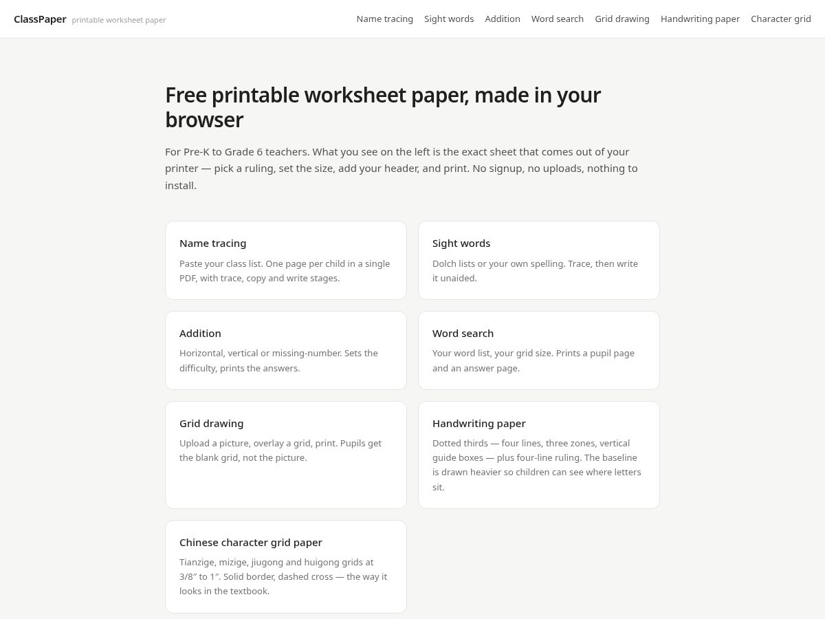 Landing-page snapshot of theclasspaper.com