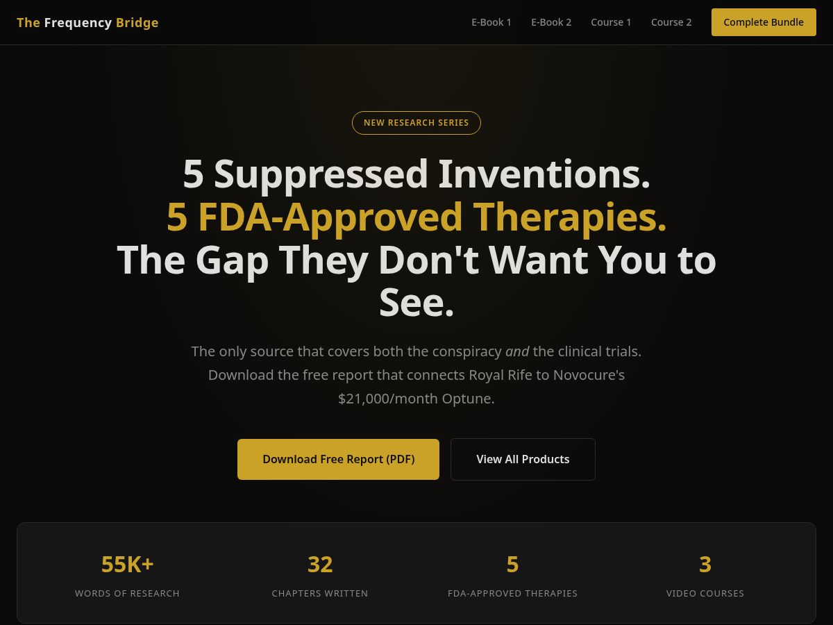 Landing-page snapshot of thefrequencybridge.tech